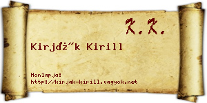 Kirják Kirill névjegykártya
